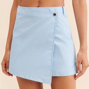Oval Square Shine Mini Skirt Blue Small